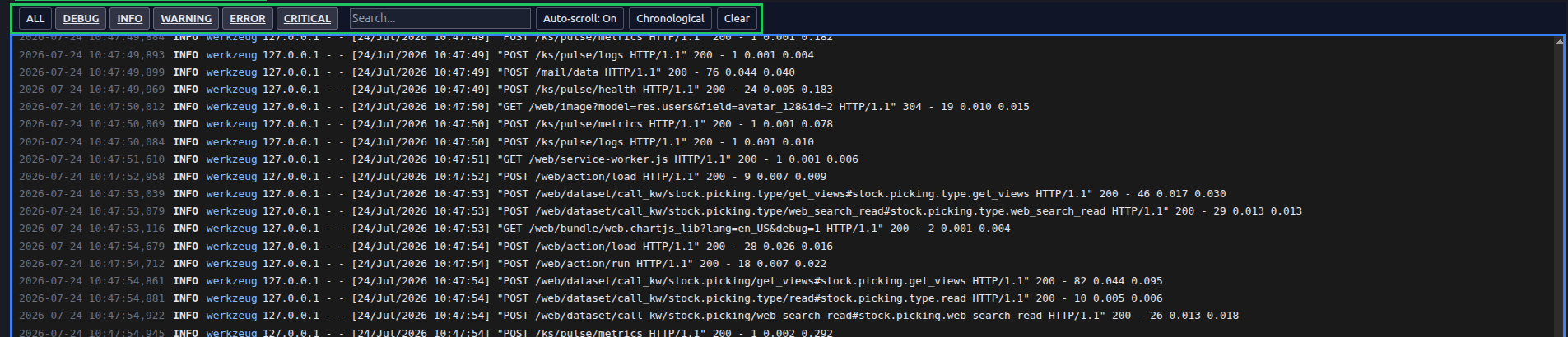 SysVitals Live Server Logs