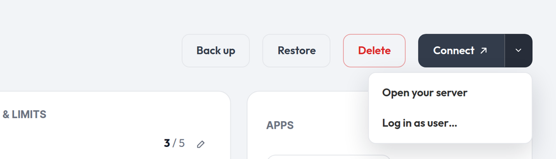 Connect button expanded
