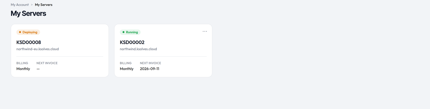 My Servers list
