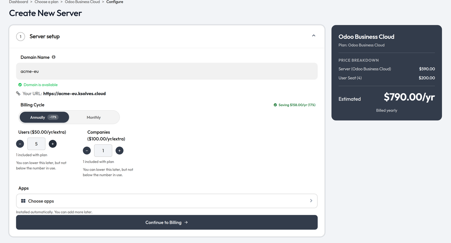 Configure screen