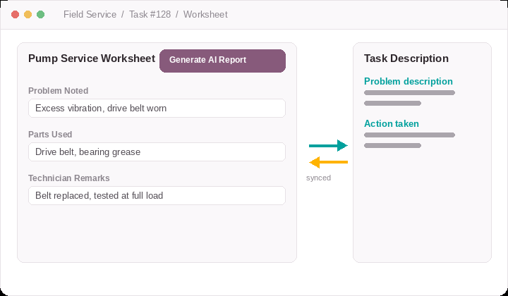 Worksheet bi-directional sync